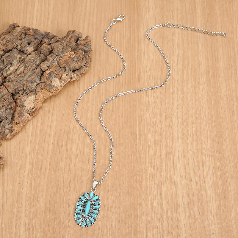Artificial Turquoise Pendant Alloy Necklace