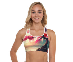 Asian Floral LaLa D&C Padded Sports Bra