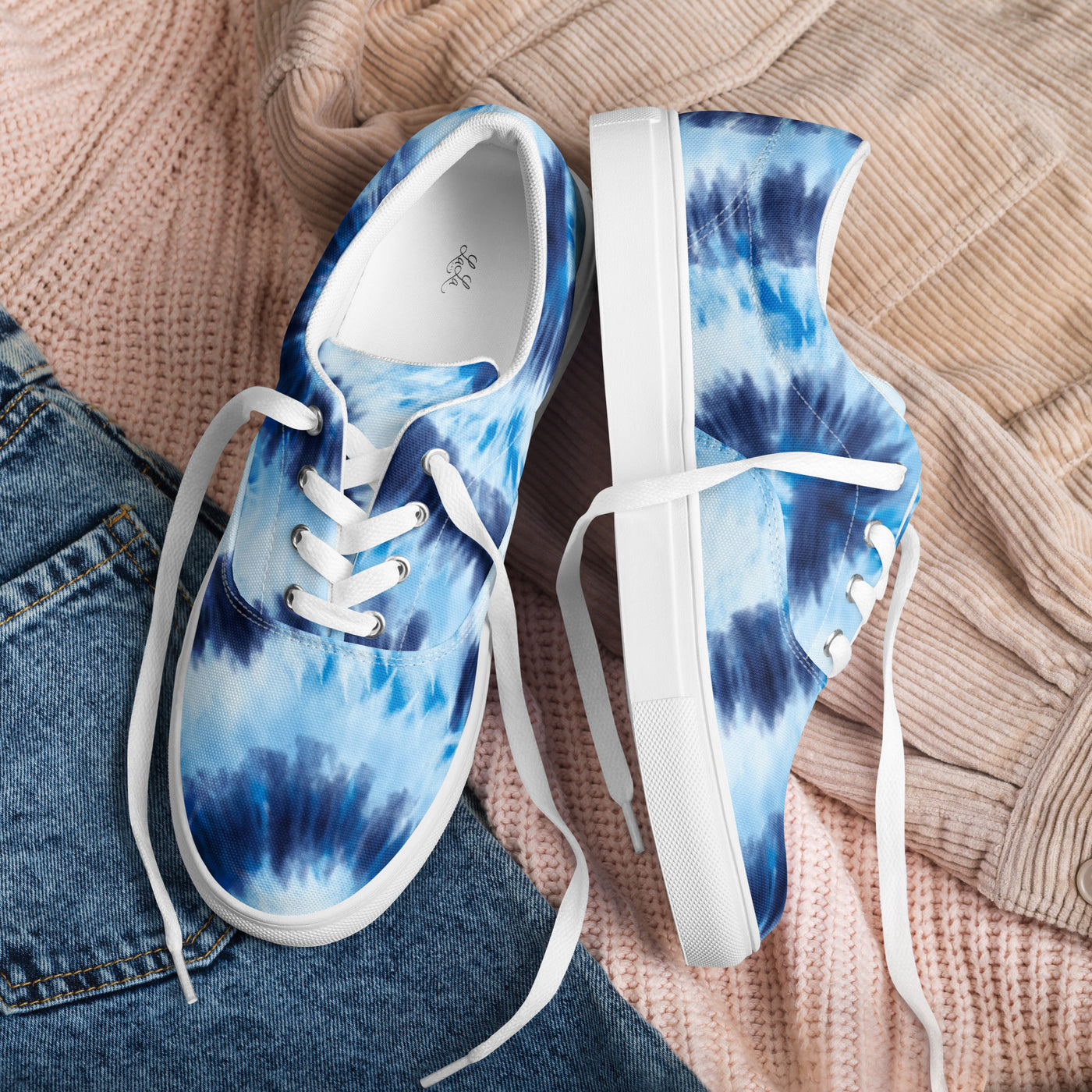 Blue Tye-Dye LaLa D&C Women’s lace-up canvas shoes