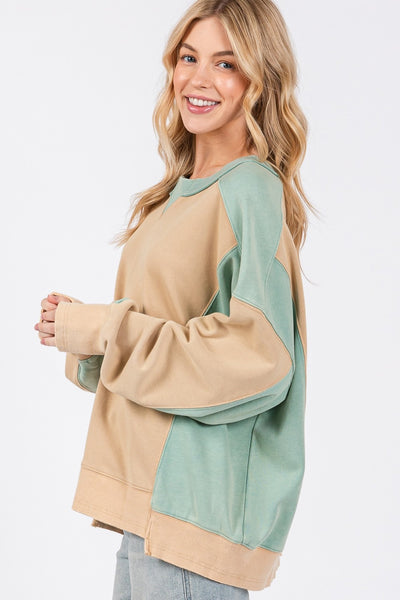 Fast Shipping🇺🇸 SAGE + FIG Color Block Round Neck Sweatshirt