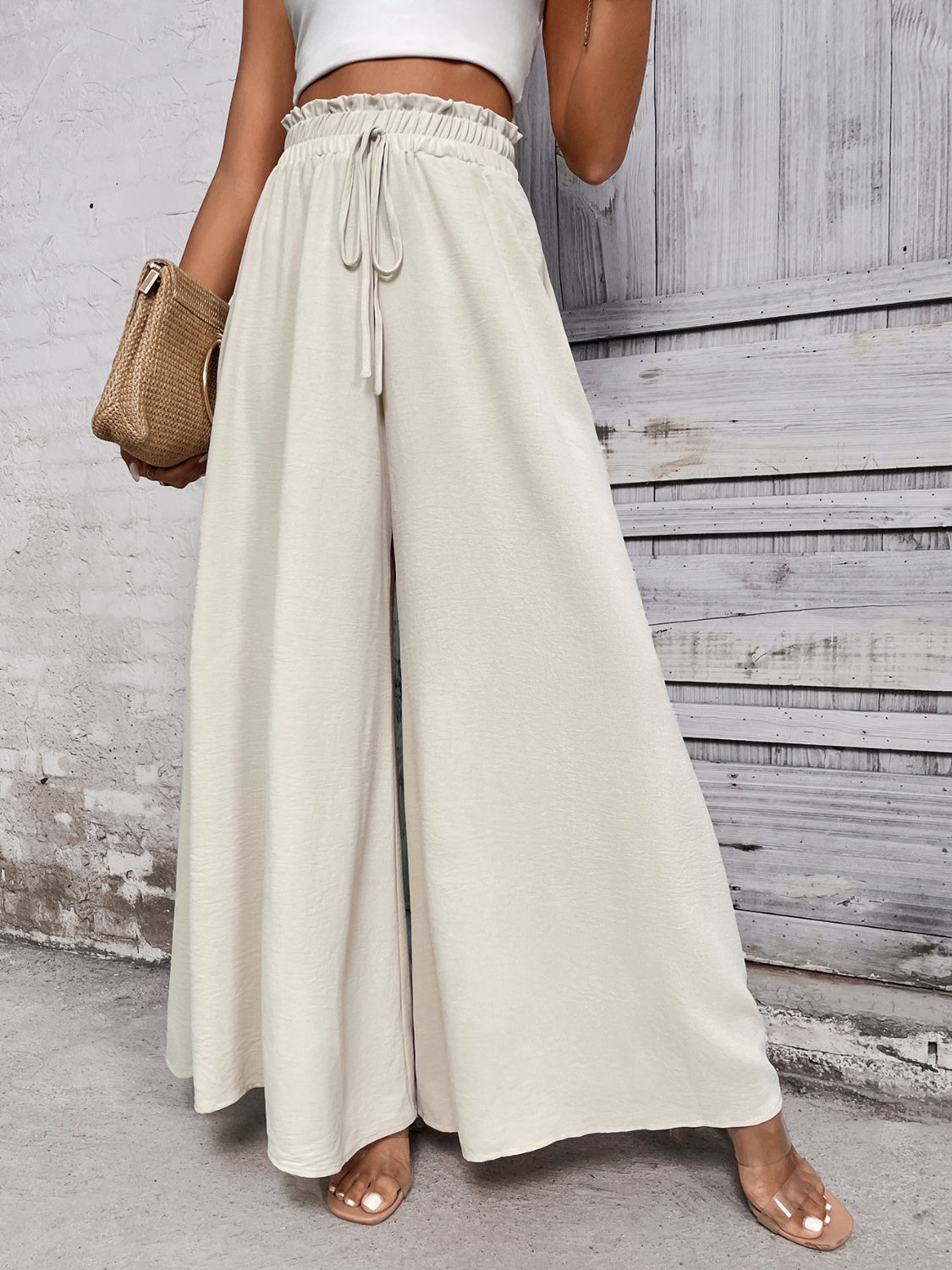 Honey Tied High Waist Wide Leg Pants