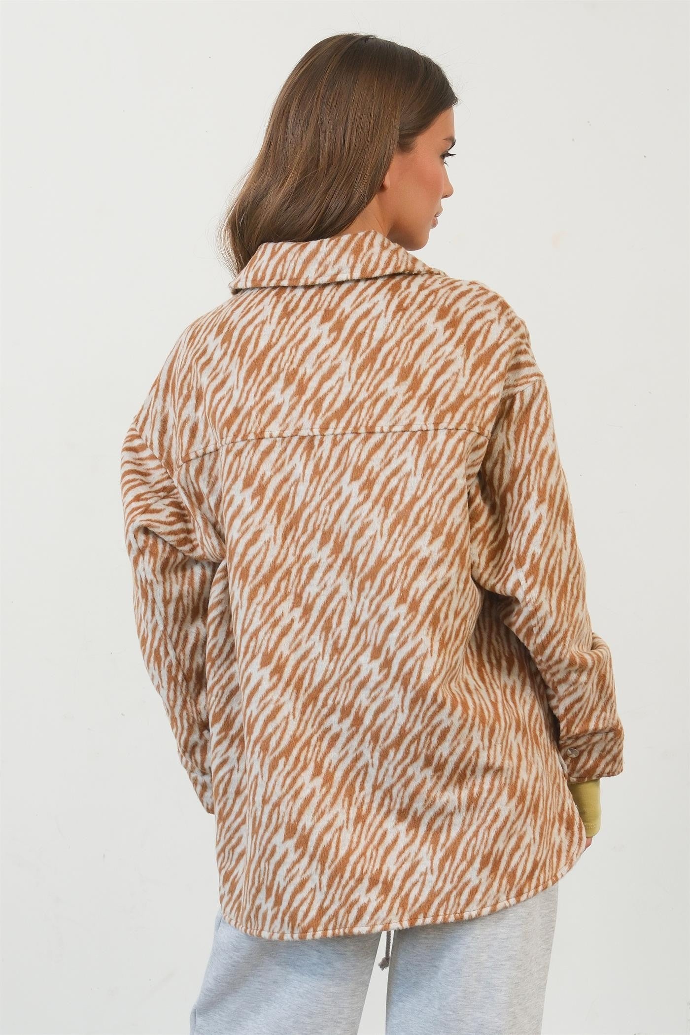 Fast Shipping🇺🇸 HYFVE Zebra Print Snap Down Long Sleeve Shacket