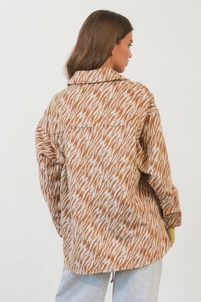Fast Shipping🇺🇸 HYFVE Zebra Print Snap Down Long Sleeve Shacket