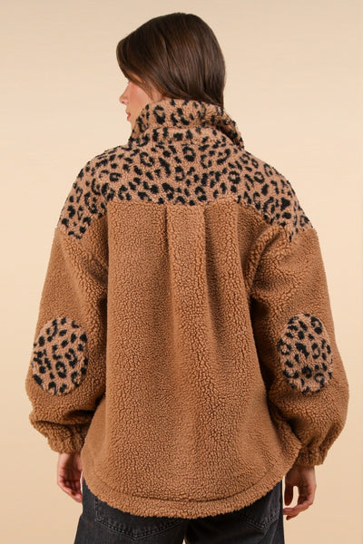Fast Shipping🇺🇸 VERY J Fuzzy Leopard Button Down Long Sleeve Jacket