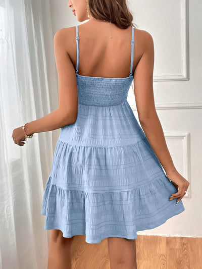 Smocked Tiered Sleeveless Mini Dress