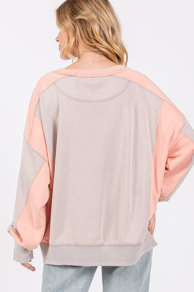 Fast Shipping🇺🇸 SAGE + FIG Color Block Round Neck Sweatshirt