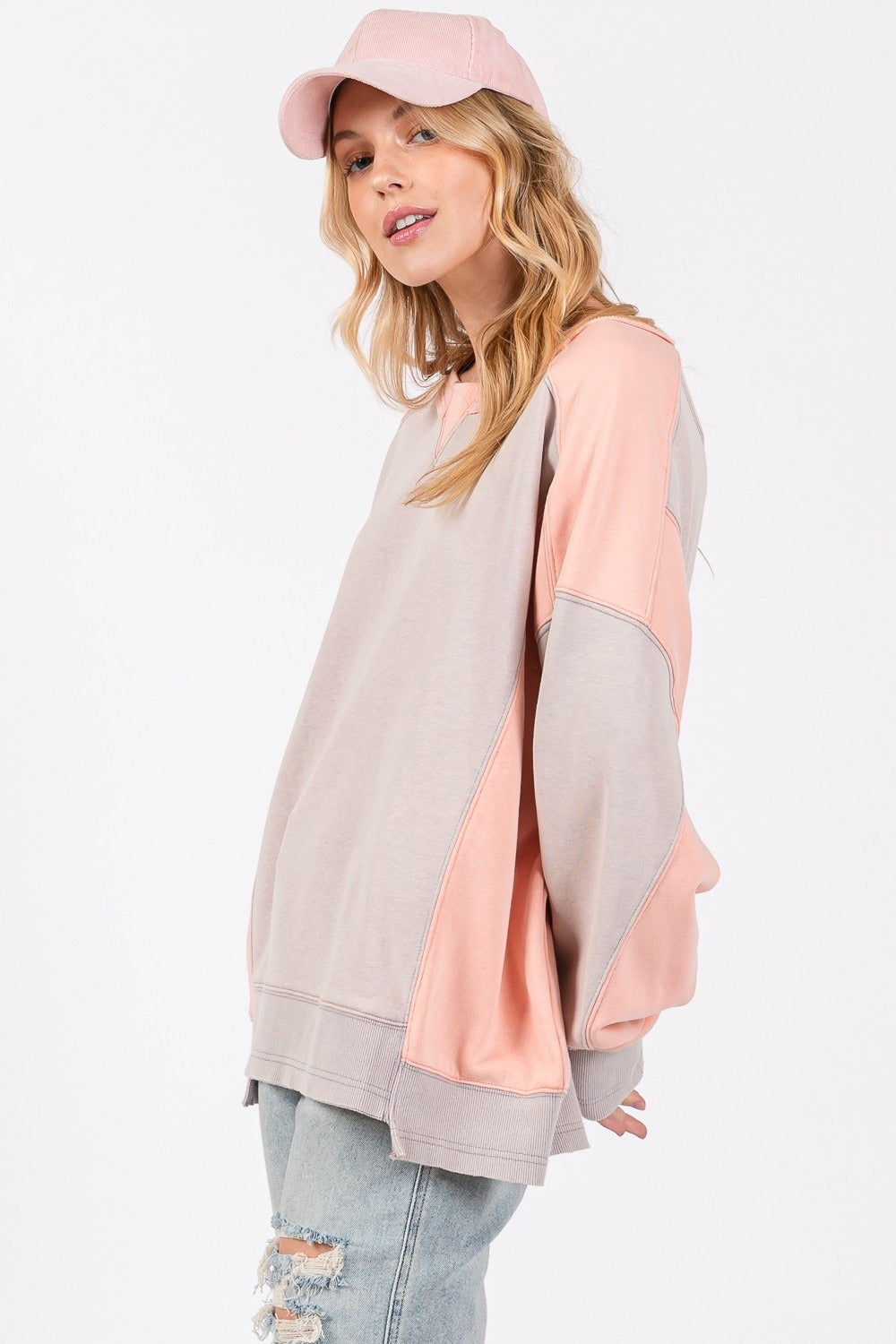 Fast Shipping🇺🇸 SAGE + FIG Color Block Round Neck Sweatshirt