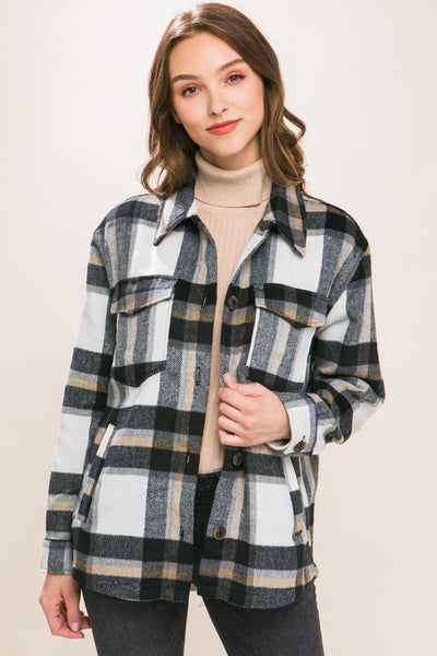 Love Tree Plaid Button Up Shacket🇺🇸Fast Shipping🇺🇸
