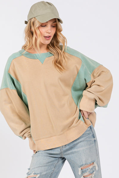 Fast Shipping🇺🇸 SAGE + FIG Color Block Round Neck Sweatshirt