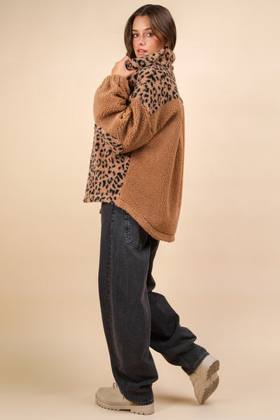 Fast Shipping🇺🇸 VERY J Fuzzy Leopard Button Down Long Sleeve Jacket