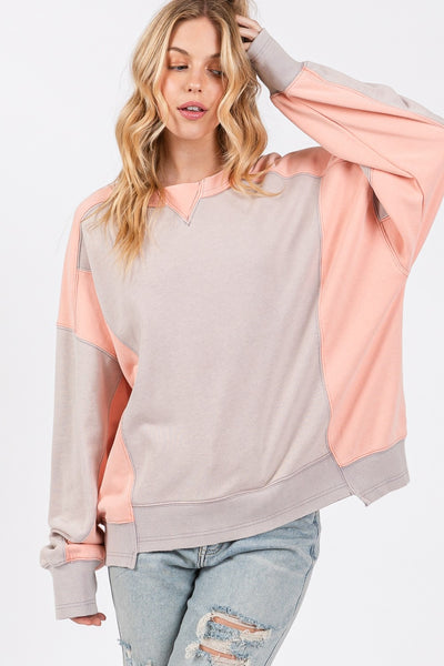 Fast Shipping🇺🇸 SAGE + FIG Color Block Round Neck Sweatshirt
