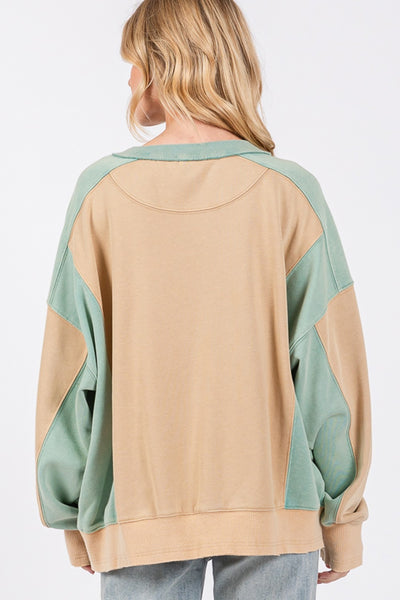 Fast Shipping🇺🇸 SAGE + FIG Color Block Round Neck Sweatshirt