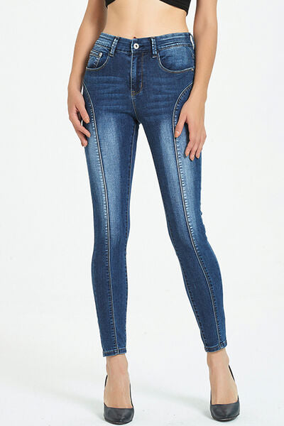 Side Stripe Cropped Skinny Jeans
