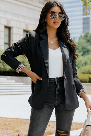 Leopard Lining One-Button Blazer - LaLa D&C