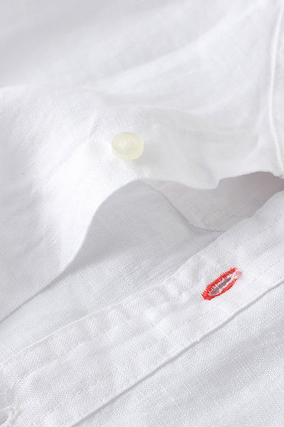High-Low Buttoned Round Neck Long Sleeve Linen Shirt