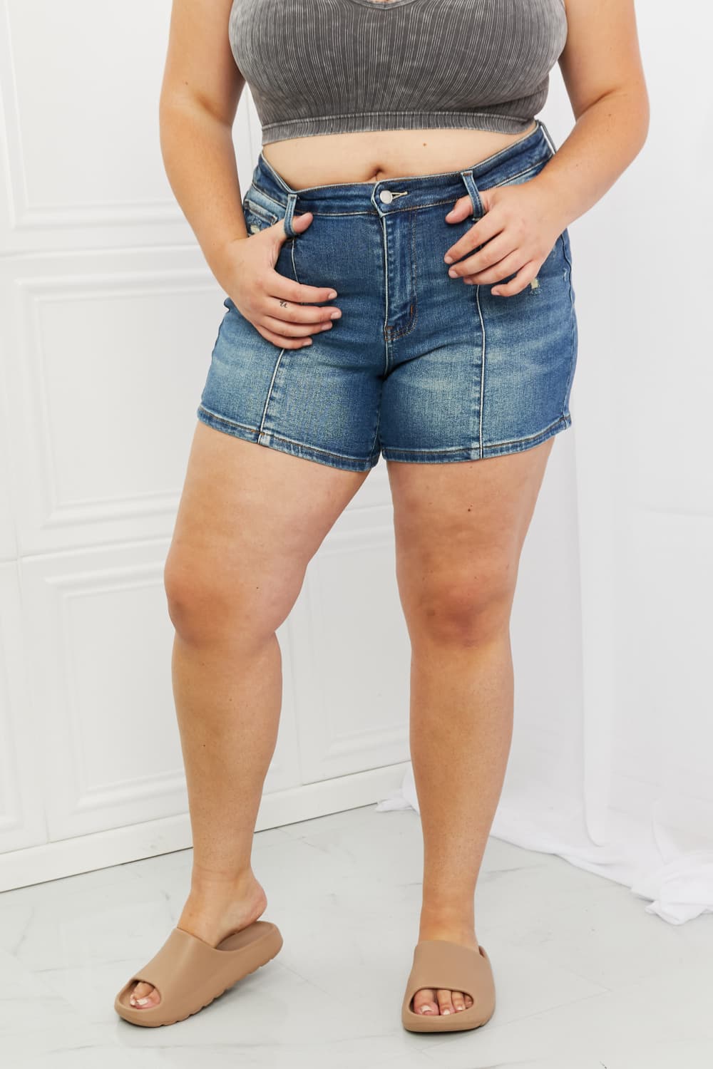 Judy Blue Amber Full Size Front Seam Shorts