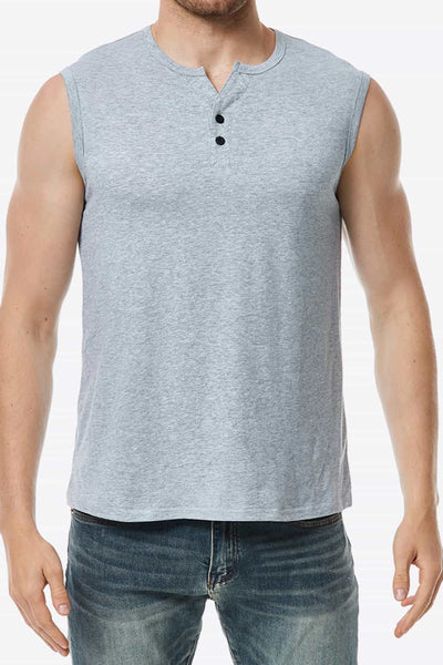 Buttoned Notched Neck Tank