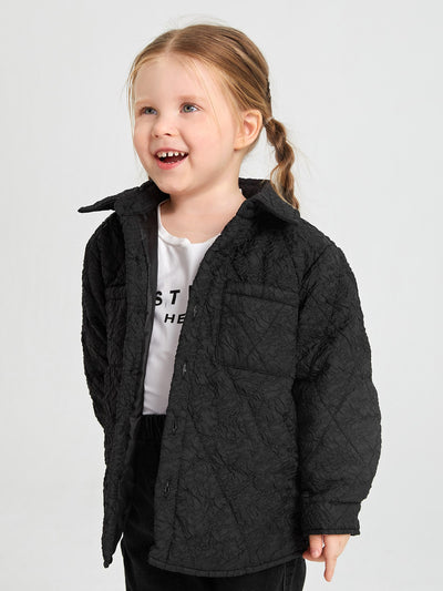 Toddler Girls Dual Pocket Textured Quilted Coat