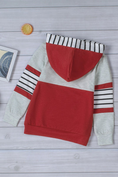 Girls Striped Color Block Hoodie
