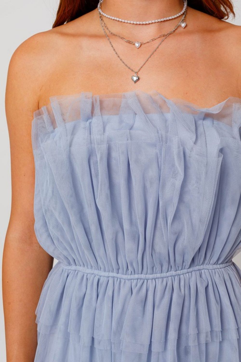 Strapless Layered Mesh Dress