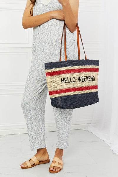 Fame Hello Weekend Straw Tote Bag