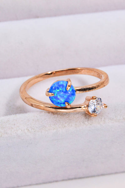 Opal and Zircon Open Ring