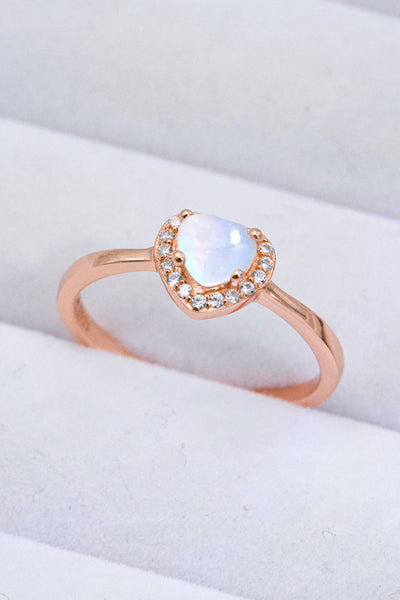 925 Sterling Silver Heart-Shaped Moonstone Ring