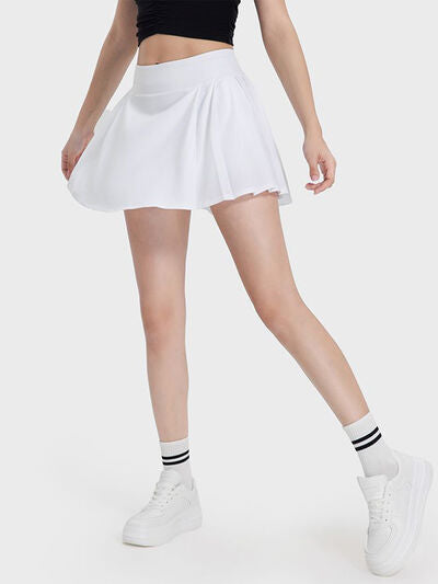 Pleated Detail Mid-Rise Waist Active Skirt