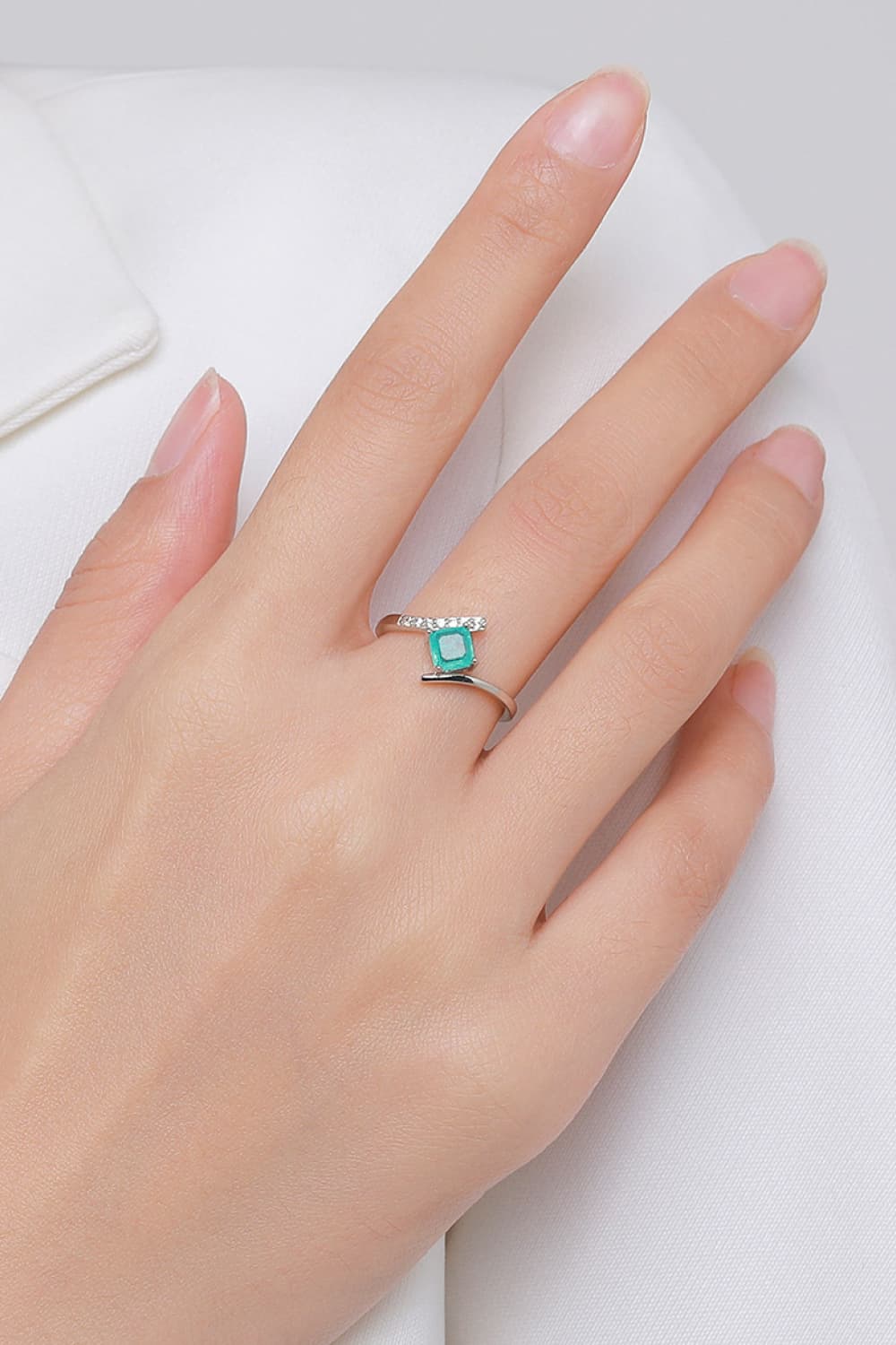 925 Sterling Silver Square Shape Tourmaline Ring