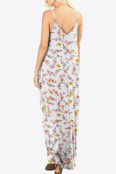 Floral Spaghetti Strap Maxi Dress with Pockets