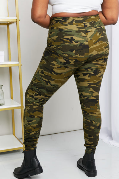 Camouflage Drawstring Waist Zipper Detail Joggers