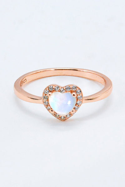925 Sterling Silver Heart-Shaped Moonstone Ring