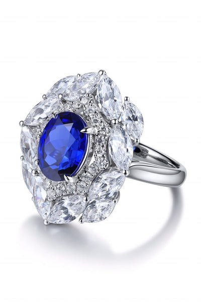 Lab-Grown Sapphire Zircon Ring