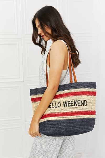 Fame Hello Weekend Straw Tote Bag