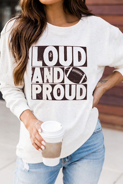 White LOUD AND PROUD Rugby Graphic Pullover