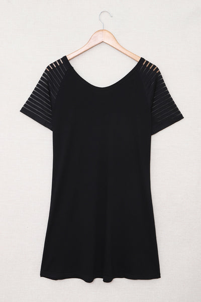 US Flag Graphic Sheer Striped Sleeve Dress
