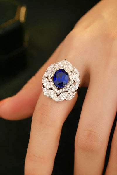 Lab-Grown Sapphire Zircon Ring
