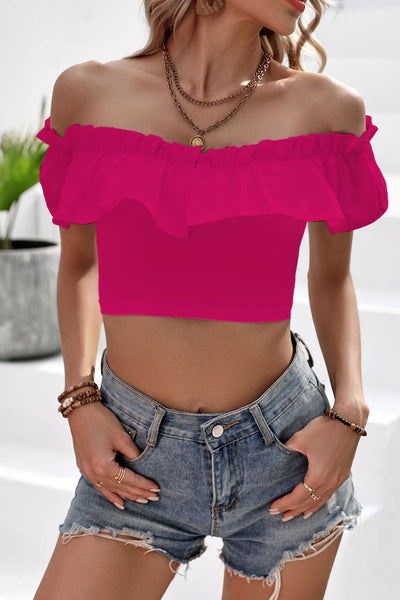 Off-Shoulder Ruffled Cropped Top