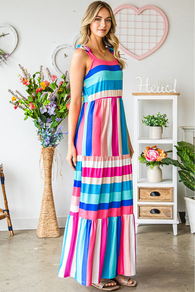 Striped Sleeveless Maxi Dress