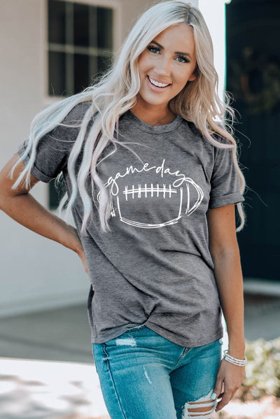 Gray Game Day Rugby Short Sleeve Graphic Tee