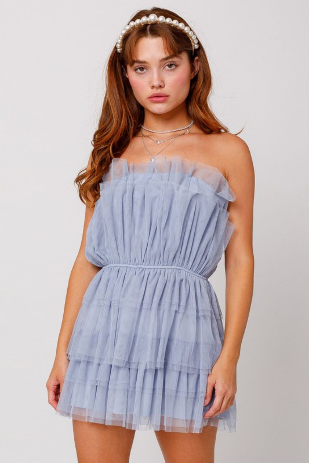 Strapless Layered Mesh Dress