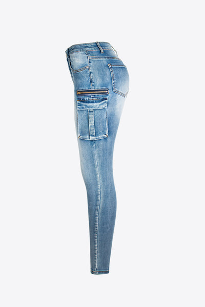 Zipper Detail Skinny Jeans