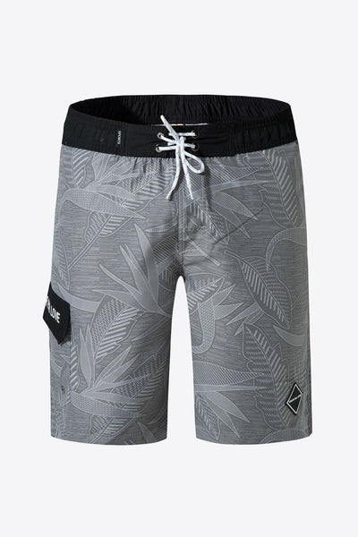 Full Size Printed Contrast Lace-Up Shorts