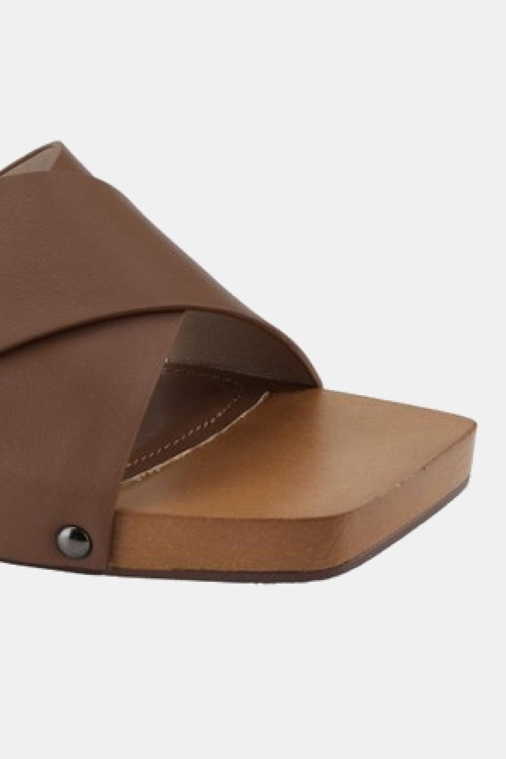 Weeboo Step Into Summer Criss Cross Wooden Clog Mule in Brown
