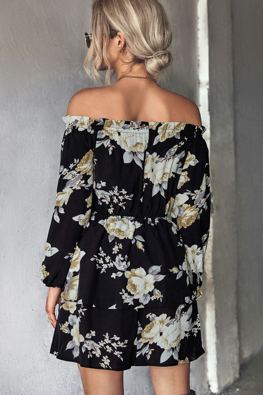 Floral Off-Shoulder Layered Mini Dress - LaLa D&C