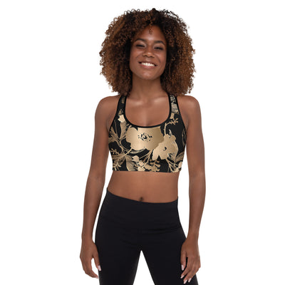 Gold Floral LaLa D&C Padded Sports Bra