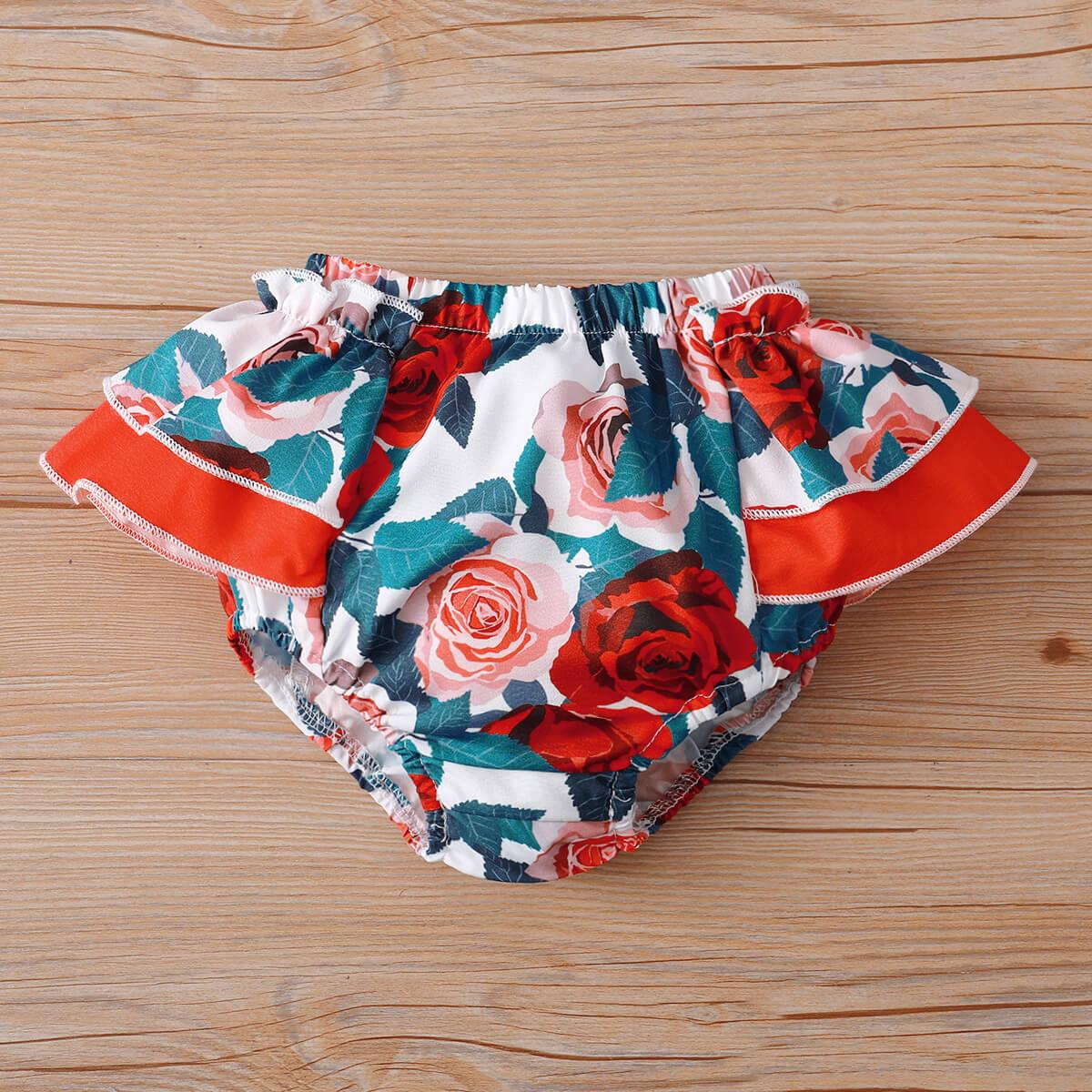 Baby Girl Floral Ruffled Crop Top and Bloomer Set - LaLa D&C