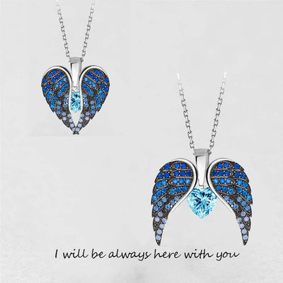 Fashion Wings Necklace for Women Zircon Wing Pendant Crystal Heart Pendant Necklace Stainless Steal 2021 Jewelry Fine Gift