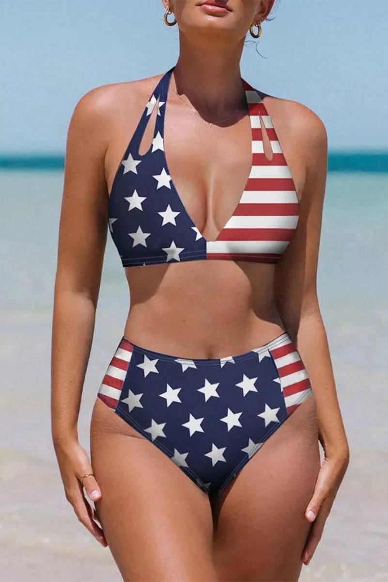 Stars And Stripes Flag Pattern Bikini Set