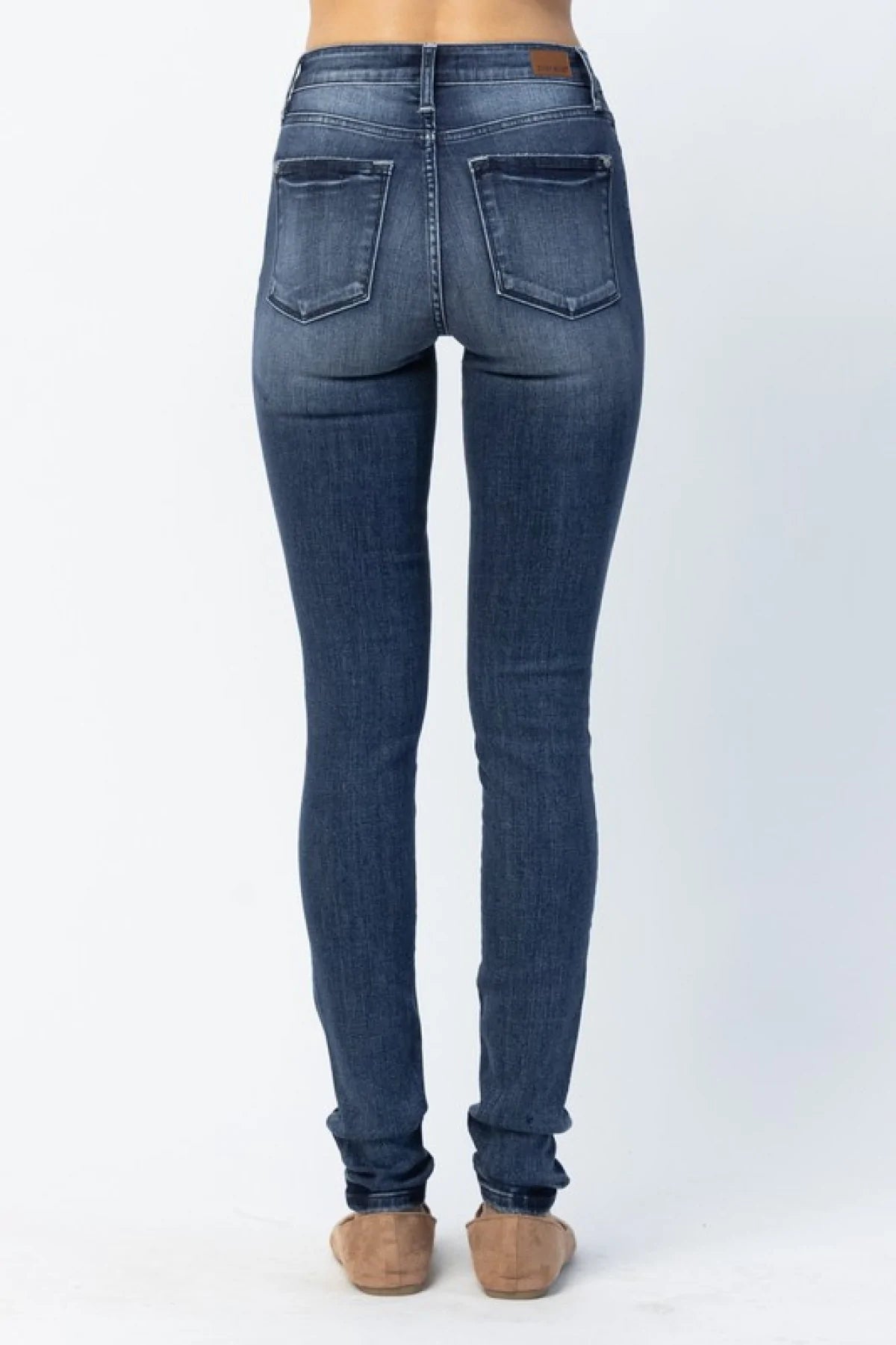 Judy Blue "Olivia" Mid-Rise Long Inseam Pin Tack Skinny Jeans